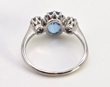 Load image into Gallery viewer, 2467- Vintage Rare 18ct White Gold Platinum Aquamarine Diamonds 3-Stone Straight Ring