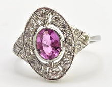 Load image into Gallery viewer, 2479: Rare Platinum Pink Sapphire 20 Diamonds Art Deco Style Cluster Ring