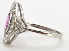 Load image into Gallery viewer, 2479: Rare Platinum Pink Sapphire 20 Diamonds Art Deco Style Cluster Ring