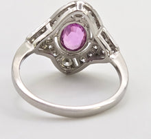 Load image into Gallery viewer, 2479: Rare Platinum Pink Sapphire 20 Diamonds Art Deco Style Cluster Ring