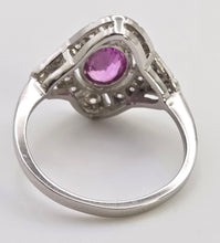 Load image into Gallery viewer, 2479: Rare Platinum Pink Sapphire 20 Diamonds Art Deco Style Cluster Ring