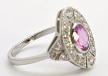 Load image into Gallery viewer, 2479: Rare Platinum Pink Sapphire 20 Diamonds Art Deco Style Cluster Ring