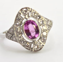 Load image into Gallery viewer, 2479: Rare Platinum Pink Sapphire 20 Diamonds Art Deco Style Cluster Ring