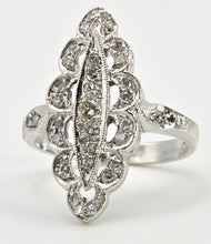Load image into Gallery viewer, 2507: Vintage 9ct White Gold 35 Natural Diamonds Marquise Set Ring