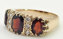 Load image into Gallery viewer, 6147- 9ct Gold Victorian Style Almandine Garnets Natural Diamonds Ring- From 1969