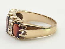 Load image into Gallery viewer, 6147- 9ct Gold Victorian Style Almandine Garnets Natural Diamonds Ring- From 1969
