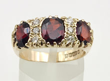 Load image into Gallery viewer, 6147- 9ct Gold Victorian Style Almandine Garnets Natural Diamonds Ring- From 1969