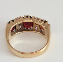 Load image into Gallery viewer, 6147- 9ct Gold Victorian Style Almandine Garnets Natural Diamonds Ring- From 1969