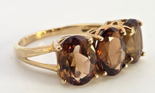 Load image into Gallery viewer, 6421 Vintage & Rare 9ct Gold Smokey Quartz Trilogy Ring