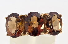 Load image into Gallery viewer, 6421 Vintage & Rare 9ct Gold Smokey Quartz Trilogy Ring