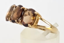 Load image into Gallery viewer, 6421 Vintage & Rare 9ct Gold Smokey Quartz Trilogy Ring