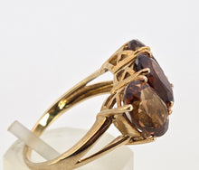 Load image into Gallery viewer, 6421 Vintage & Rare 9ct Gold Smokey Quartz Trilogy Ring