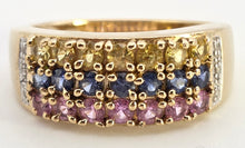 Load image into Gallery viewer, 2452 Vintage Statement 9ct Gold Topaz Diamonds Multi-Gem Cocktail Ring