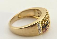 Load image into Gallery viewer, 2452 Vintage Statement 9ct Gold Topaz Diamonds Multi-Gem Cocktail Ring