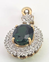 Load image into Gallery viewer, 2480- Vintage 9ct Gold Chrome Diopside Glacier Topaz Diana Style Pendant