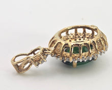 Load image into Gallery viewer, 2480- Vintage 9ct Gold Chrome Diopside Glacier Topaz Diana Style Pendant