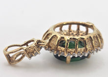 Load image into Gallery viewer, 2480- Vintage 9ct Gold Chrome Diopside Glacier Topaz Diana Style Pendant