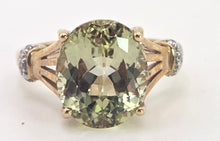 Load image into Gallery viewer, 2482 Vintage 9ct Gold Large Mint Green Topaz Diamonds Cocktail Ring