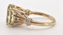 Load image into Gallery viewer, 2482 Vintage 9ct Gold Large Mint Green Topaz Diamonds Cocktail Ring