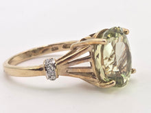 Load image into Gallery viewer, 2482 Vintage 9ct Gold Large Mint Green Topaz Diamonds Cocktail Ring
