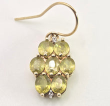 Load image into Gallery viewer, 2447 : Vintage 9ct Gold Peridots Glacier Topaz Drop Earrings