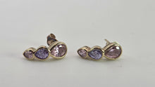 Load image into Gallery viewer, 2448- Vintage 9ct Gold pear Cut Pink & Blue Topaz Stud Earrings