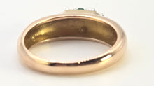 Load image into Gallery viewer, 2078 Vintage; 18ct Gold Emerald & Natural Diamonds Trefoil Set Ring