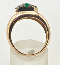Load image into Gallery viewer, 2078 Vintage; 18ct Gold Emerald & Natural Diamonds Trefoil Set Ring
