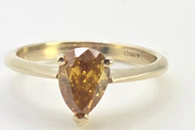 Load image into Gallery viewer, 0614: Vintage 9ct Gold Rare Pear Cut Natural Yellow Diamond (1.12ct) Ring