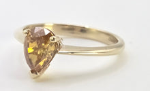 Load image into Gallery viewer, 0614: Vintage 9ct Gold Rare Pear Cut Natural Yellow Diamond (1.12ct) Ring