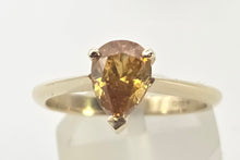 Load image into Gallery viewer, 0614: Vintage 9ct Gold Rare Pear Cut Natural Yellow Diamond (1.12ct) Ring