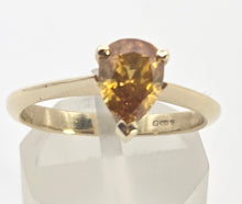 Load image into Gallery viewer, 0614: Vintage 9ct Gold Rare Pear Cut Natural Yellow Diamond (1.12ct) Ring