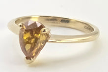 Load image into Gallery viewer, 0614: Vintage 9ct Gold Rare Pear Cut Natural Yellow Diamond (1.12ct) Ring