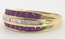 Load image into Gallery viewer, 2525: Vintage 9cr Gold 16 Rubies 21 Diamonds Tiered Dress Ring