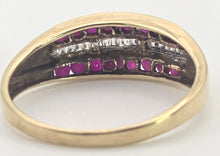 Load image into Gallery viewer, 2525: Vintage 9cr Gold 16 Rubies 21 Diamonds Tiered Dress Ring