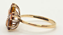 Load image into Gallery viewer, 2527: Vintage 9ct Gold Orange Citrines Diamond Flower Head Ring