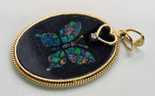 Load image into Gallery viewer, 2528 Vintage: 18ct Gold Onyx Diamond Inlaid Butterfly Pendant- From 1978