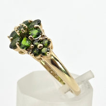 Load image into Gallery viewer, 2534: Vintage; 9ct Gold 15 Green Diopsides Diamonds Cluster Ring