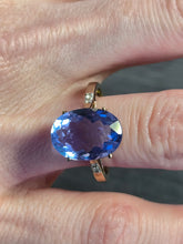 Load image into Gallery viewer, Vintage: 9ct Gold Large Fluorite Natural Diamonds Cocktail Ring