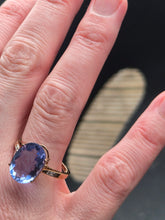Load image into Gallery viewer, Vintage: 9ct Gold Large Fluorite Natural Diamonds Cocktail Ring