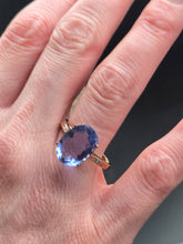 Load image into Gallery viewer, Vintage: 9ct Gold Large Fluorite Natural Diamonds Cocktail Ring