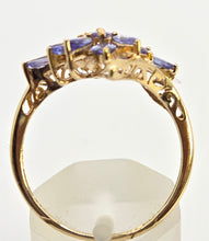 Load image into Gallery viewer, 2538: Vintage 9ct Gold Violet Blue Tanzanites Flower Head Ring