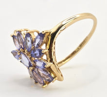 Load image into Gallery viewer, 2538: Vintage 9ct Gold Violet Blue Tanzanites Flower Head Ring
