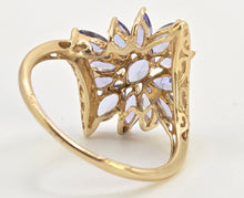 Load image into Gallery viewer, 2538: Vintage 9ct Gold Violet Blue Tanzanites Flower Head Ring