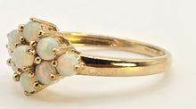 Load image into Gallery viewer, 2539: Vintage Petite 9 Cabochon Cut White Opals Flower Head Ring