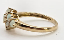 Load image into Gallery viewer, 2539: Vintage Petite 9 Cabochon Cut White Opals Flower Head Ring