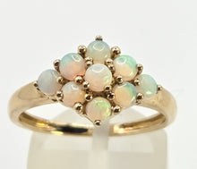 Load image into Gallery viewer, 2539: Vintage Petite 9 Cabochon Cut White Opals Flower Head Ring