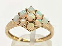 Load image into Gallery viewer, 2539: Vintage Petite 9 Cabochon Cut White Opals Flower Head Ring