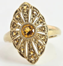 Load image into Gallery viewer, 2547: 9ct Gold 15 Yellow Citrines Art Deco Style Sunburst Ring