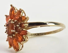 Load image into Gallery viewer, 2553: Vintage; 9ct Gold 17 Fire Opals Flower Head Ring